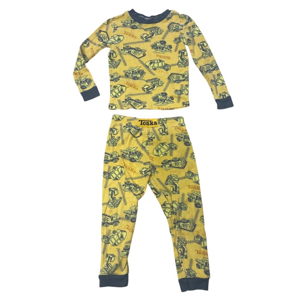 Tonka Construction Pajama Set Boys Size 4T Digger, Dump Truck‎ 100% Cotton Knit